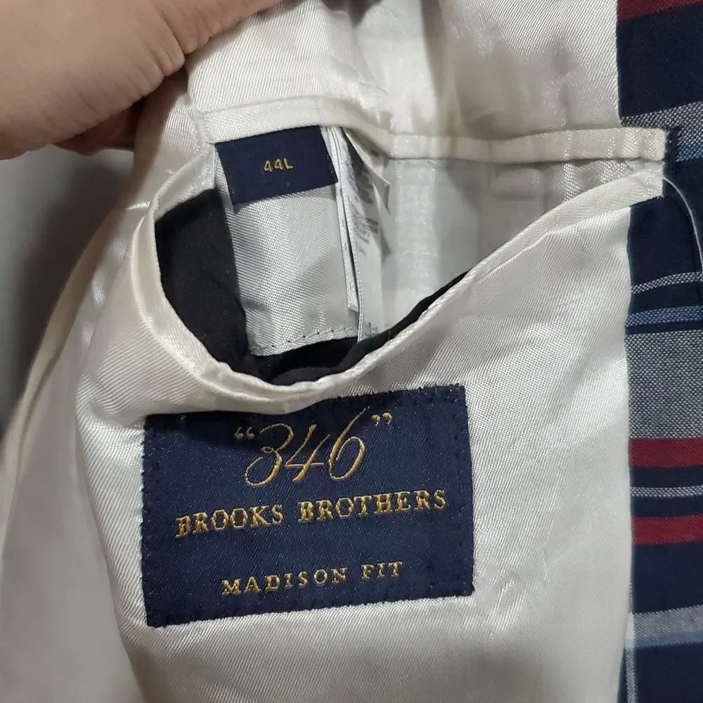 Brooks Brothers Madison Plaid Multicolor Blazer 100% Cotton Size  44L